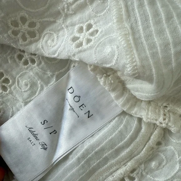 NWT Doen Adeline Eyelet Blouse Top salt size S - Picture 7 of 11